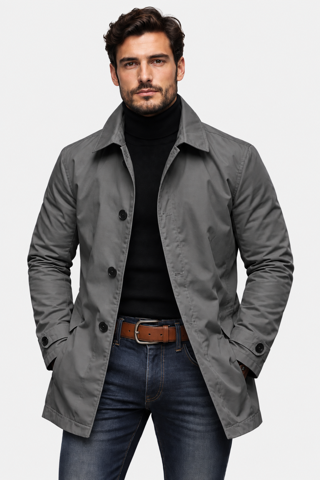 Men Single Breasted Tailored Longline
