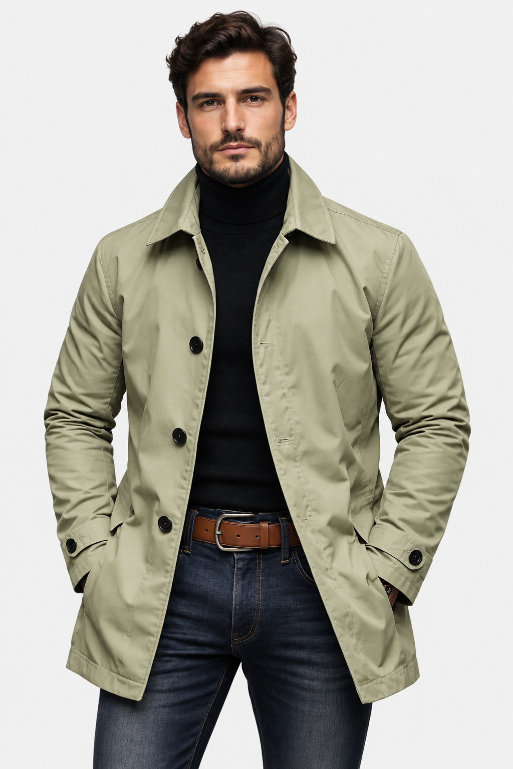 Men Single Breasted Tailored Longline