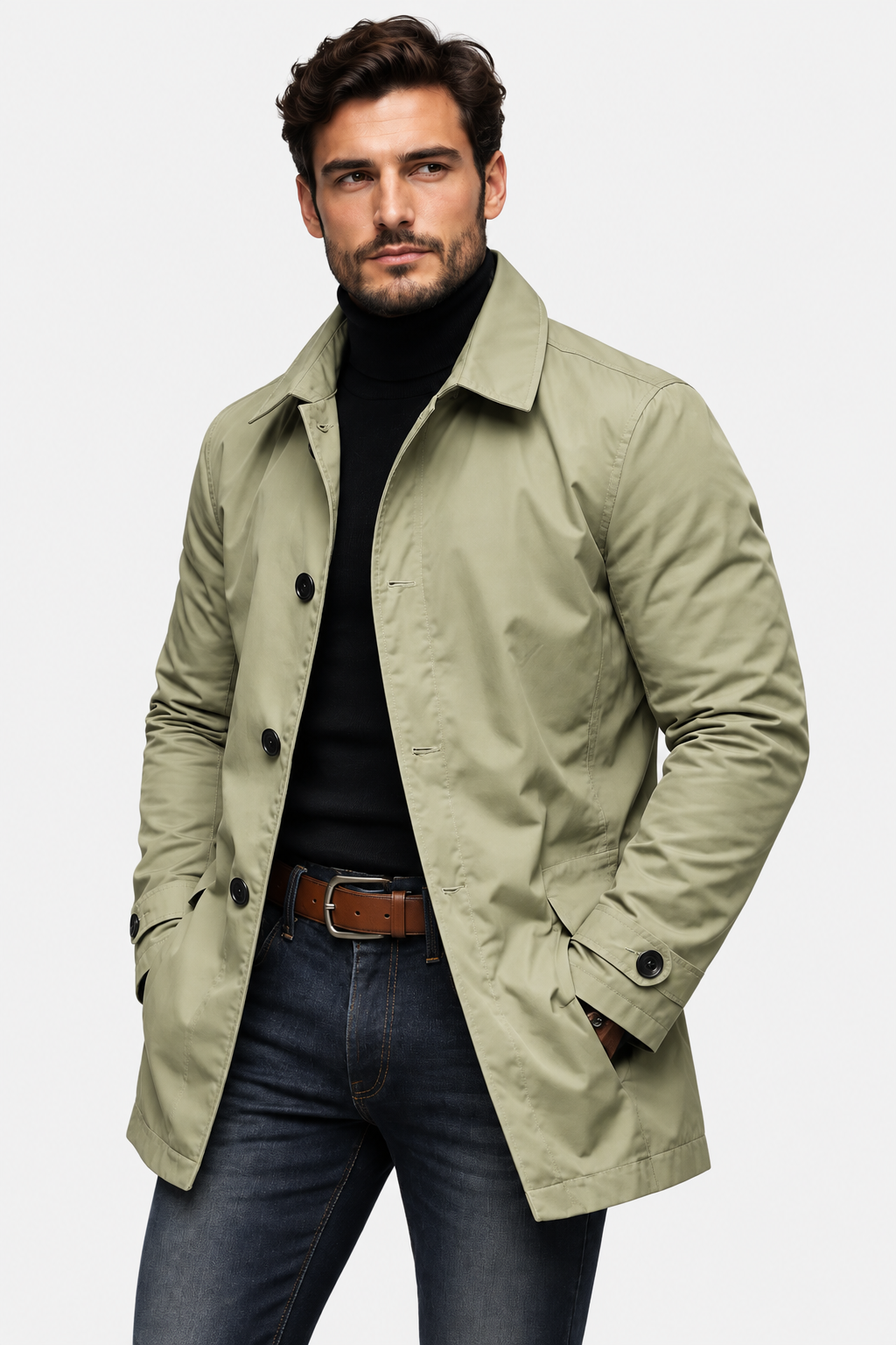 Men Single Breasted Tailored Longline