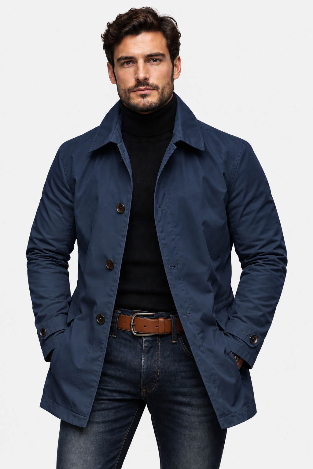 Men Single Breasted Tailored Longline