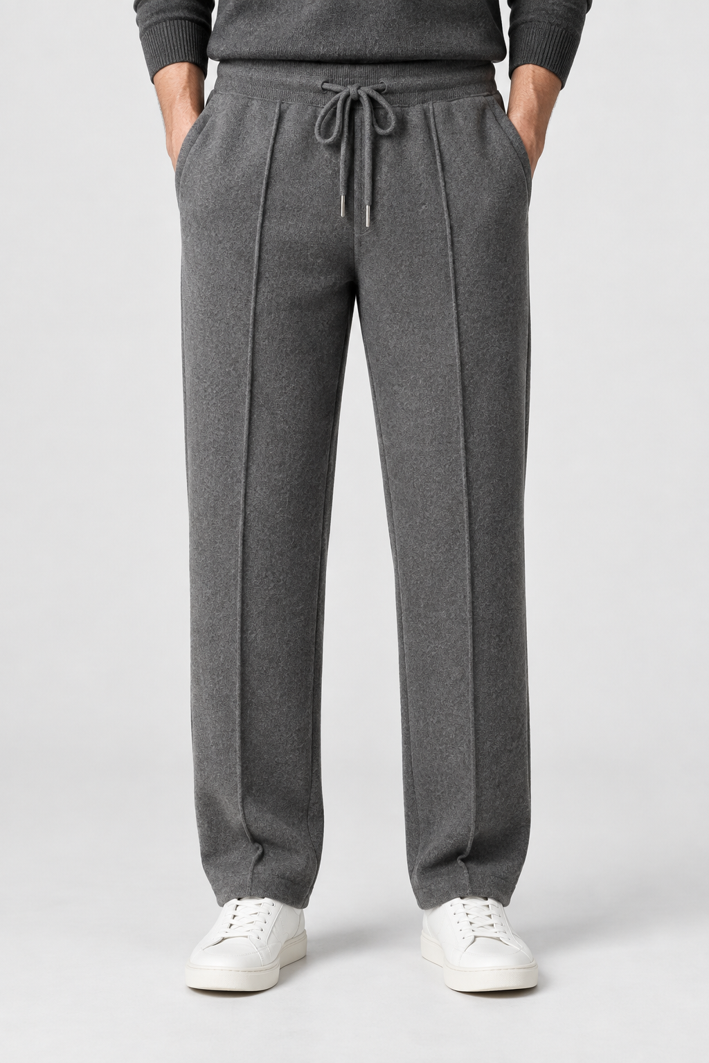 Pantaloni uomo in maglia di lana a gamba dritta