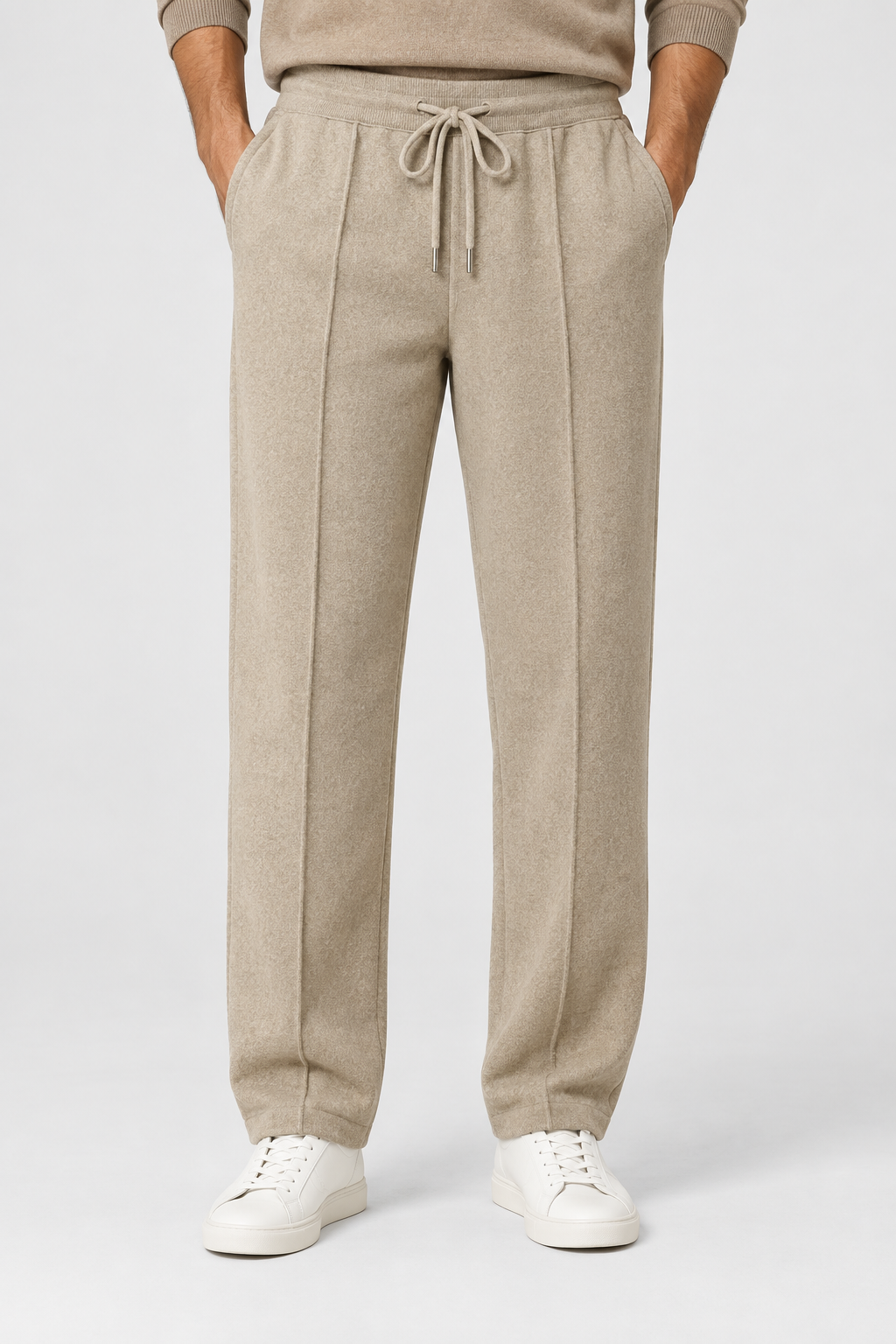Pantaloni uomo in maglia di lana a gamba dritta
