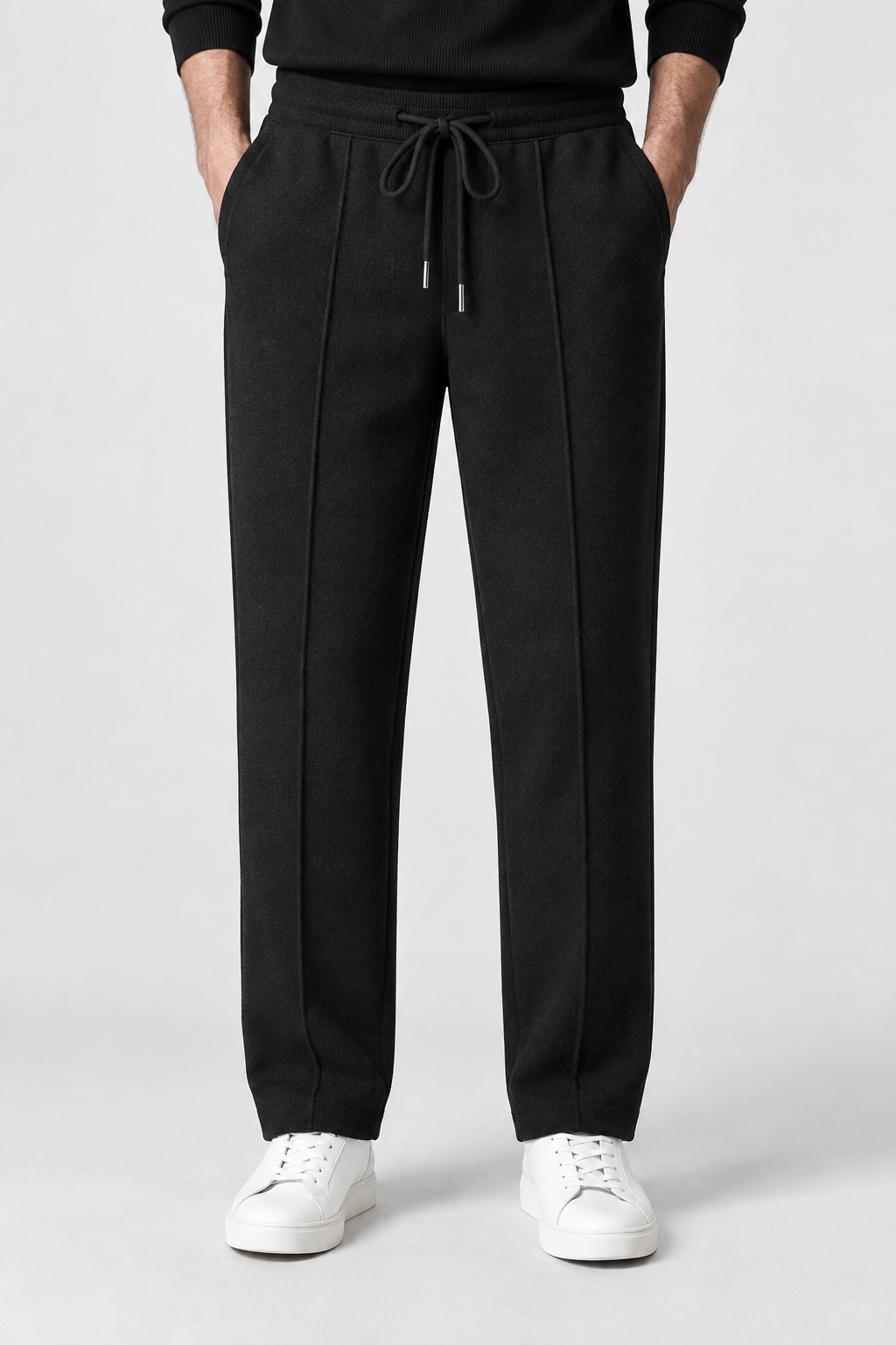 Pantaloni uomo in maglia di lana a gamba dritta