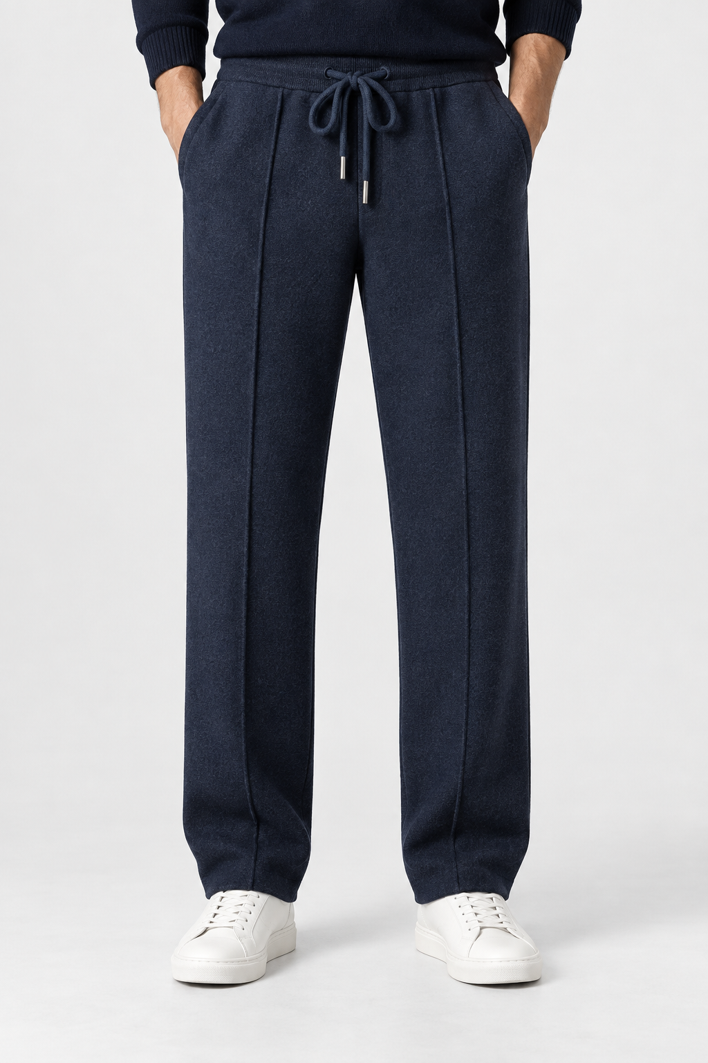 Pantaloni uomo in maglia di lana a gamba dritta