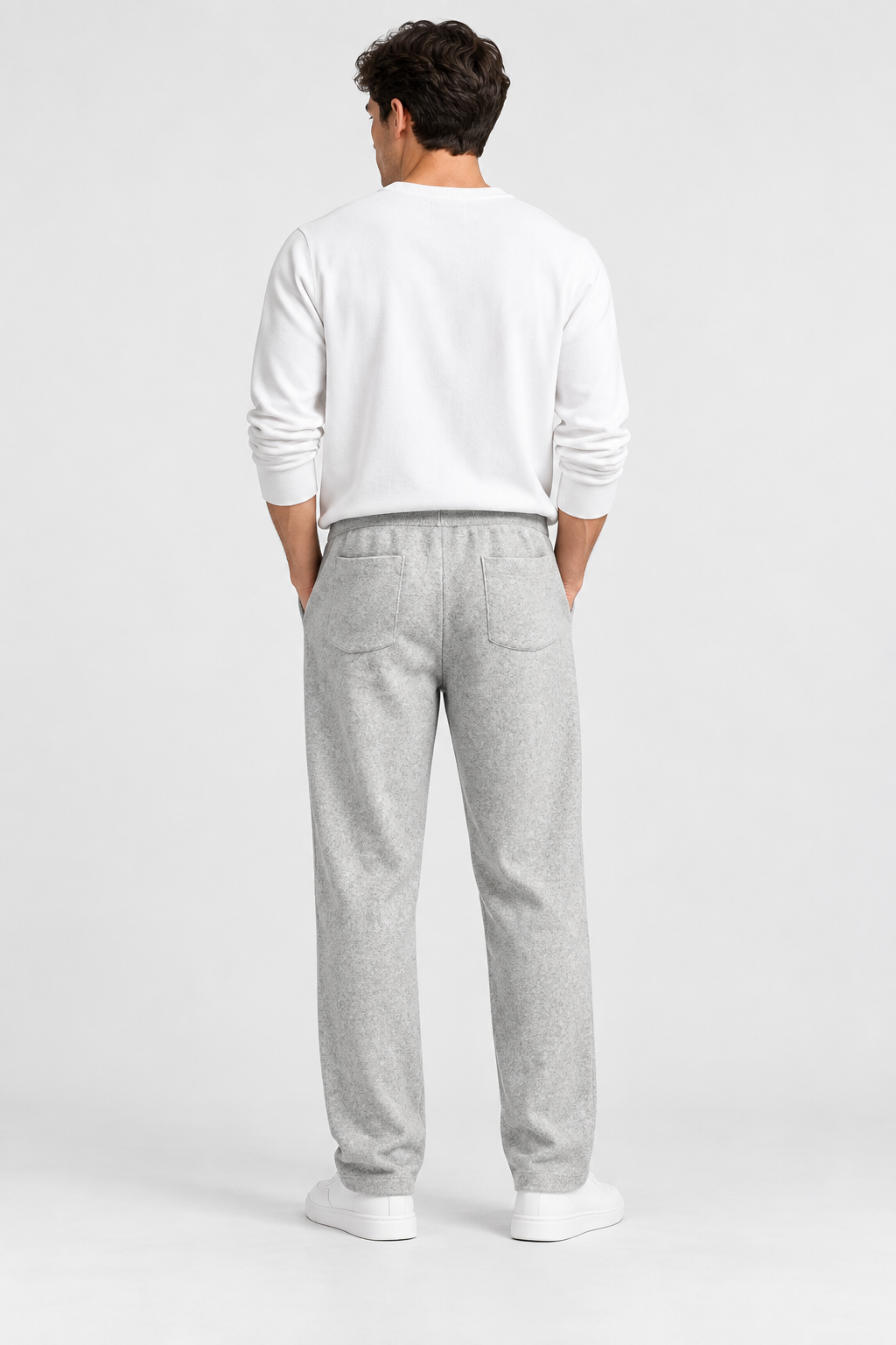 Pantaloni uomo in maglia di lana a gamba dritta