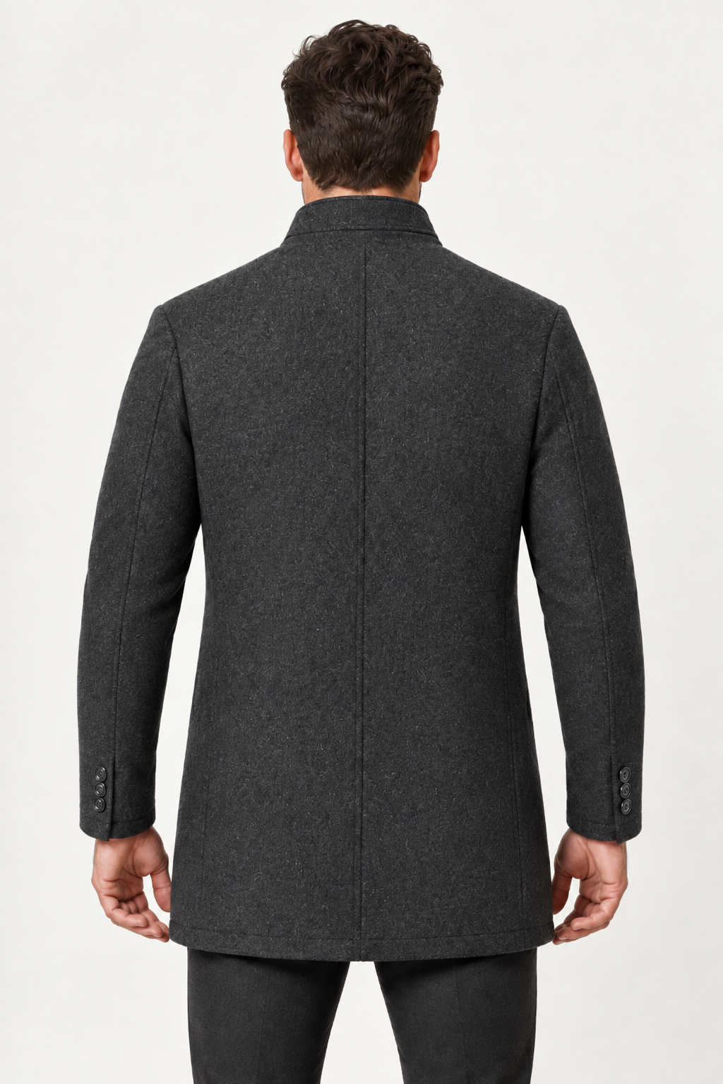 Men Wool Look Coat Mid Length