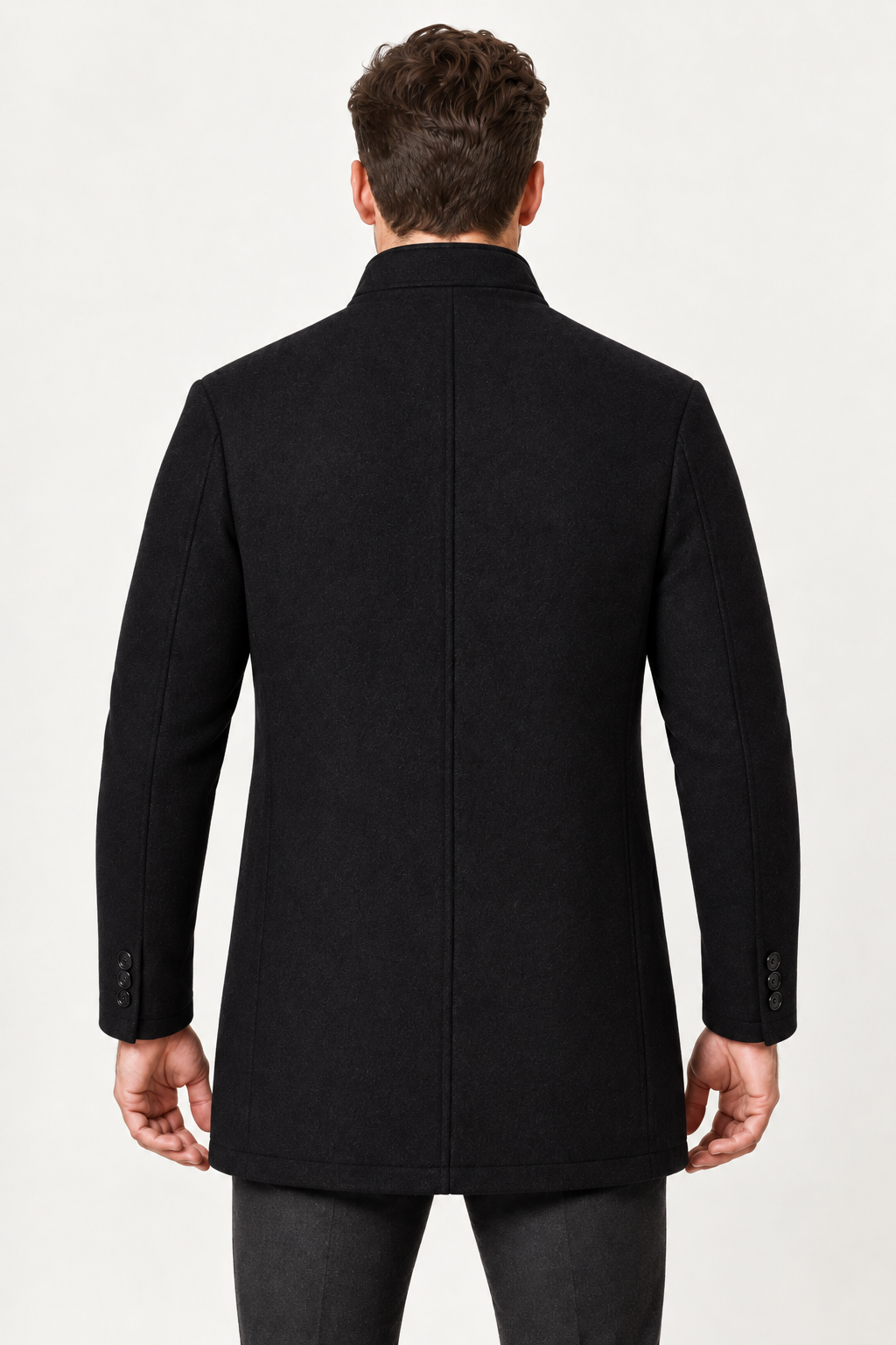 Men Wool Look Coat Mid Length