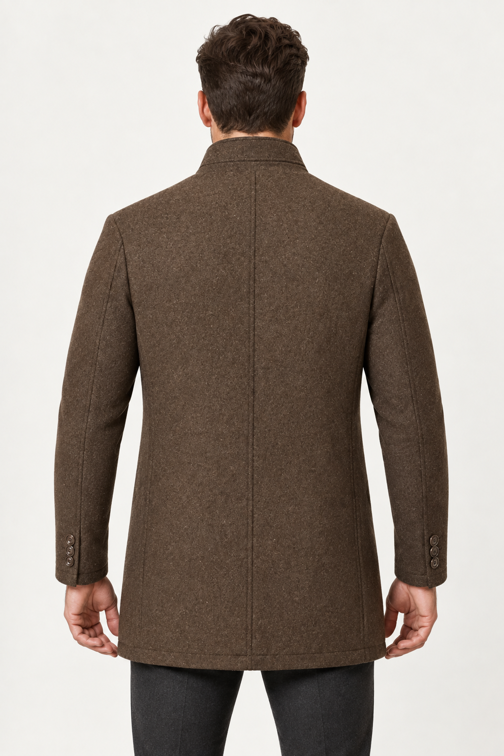 Men Wool Look Coat Mid Length