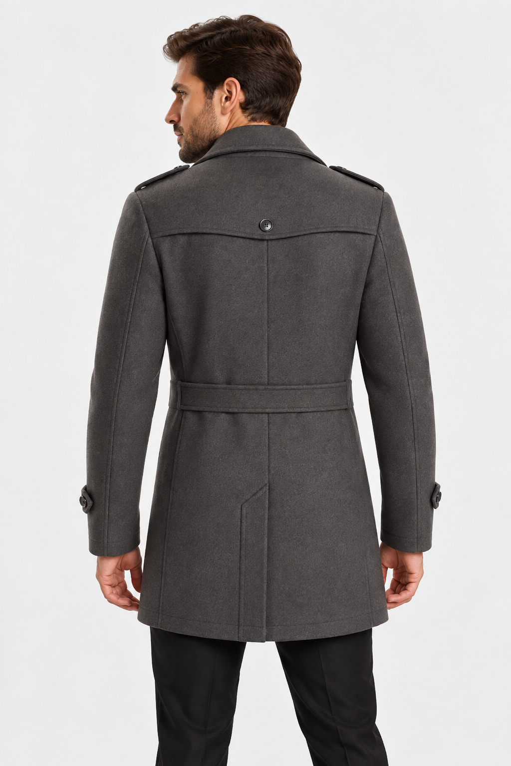 Uomo Cappotto Lana Collo a Imbuto Maglia