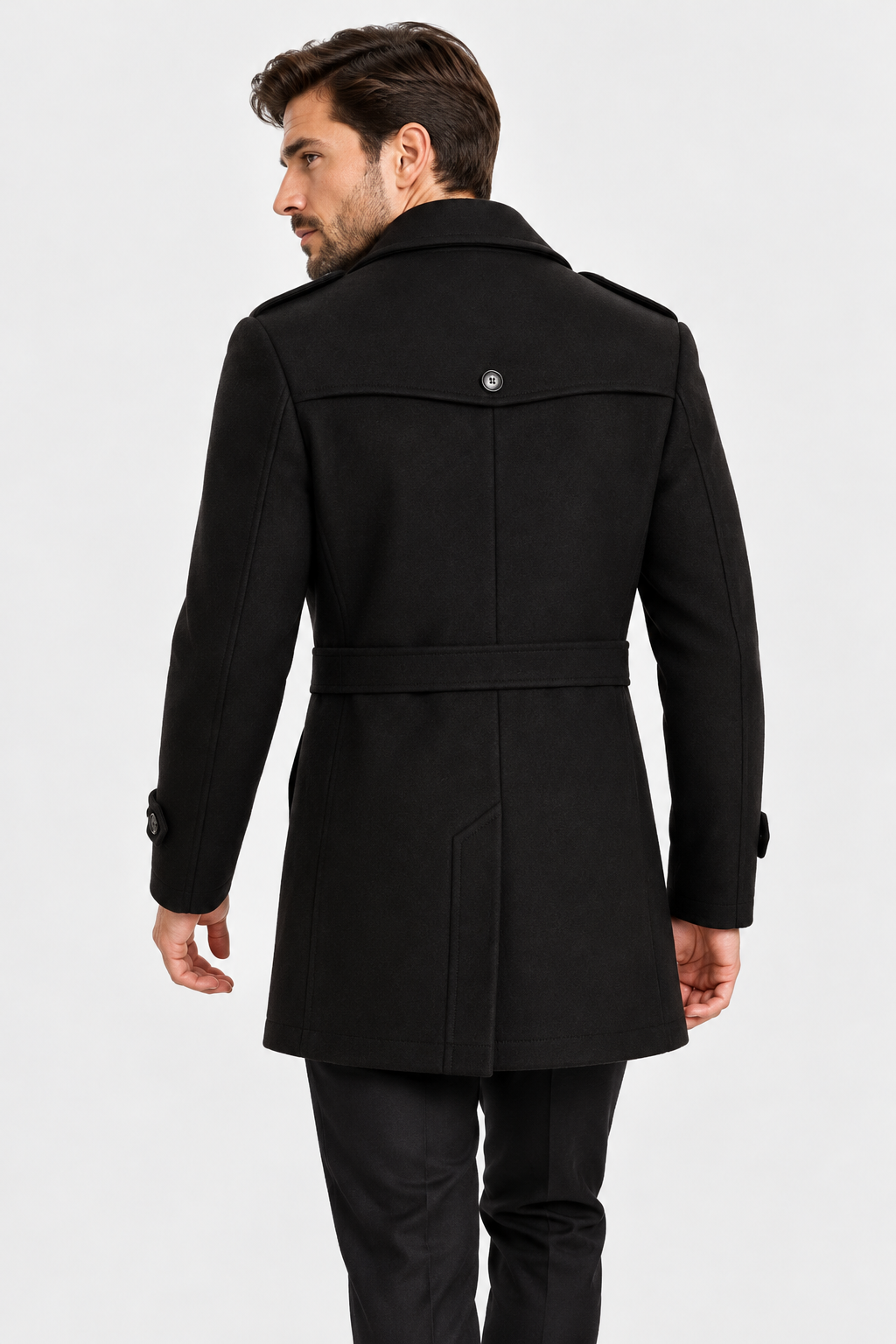 Uomo Cappotto Lana Collo a Imbuto Maglia