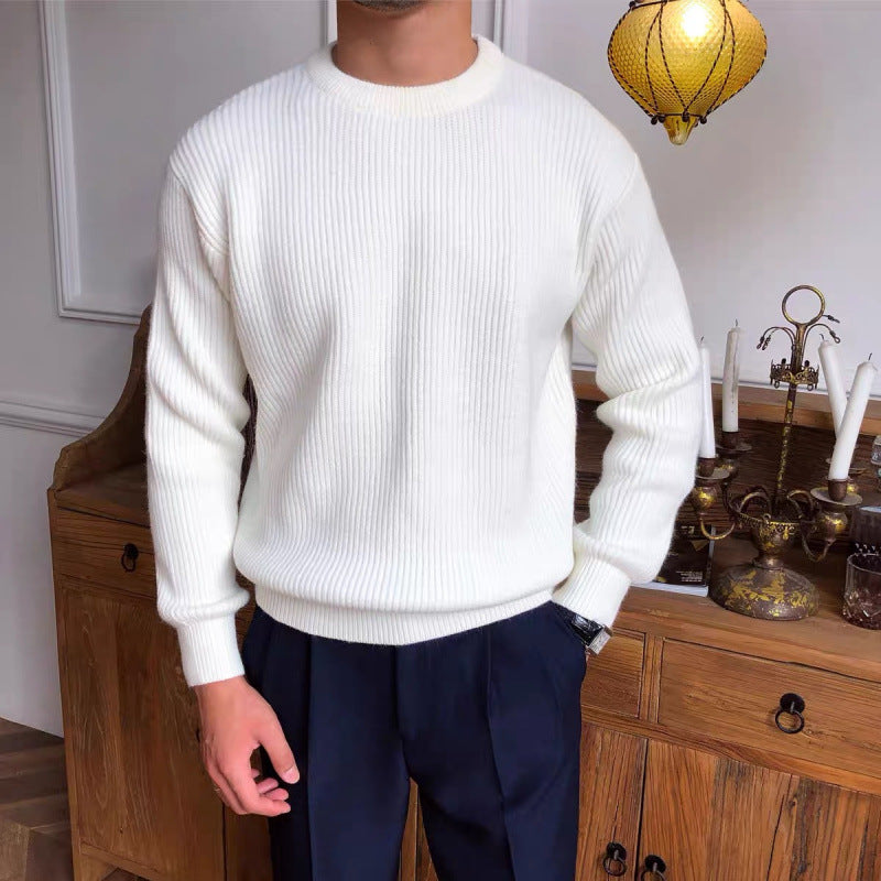 Norman Ribbed Knit Crew Neck Jumper in White