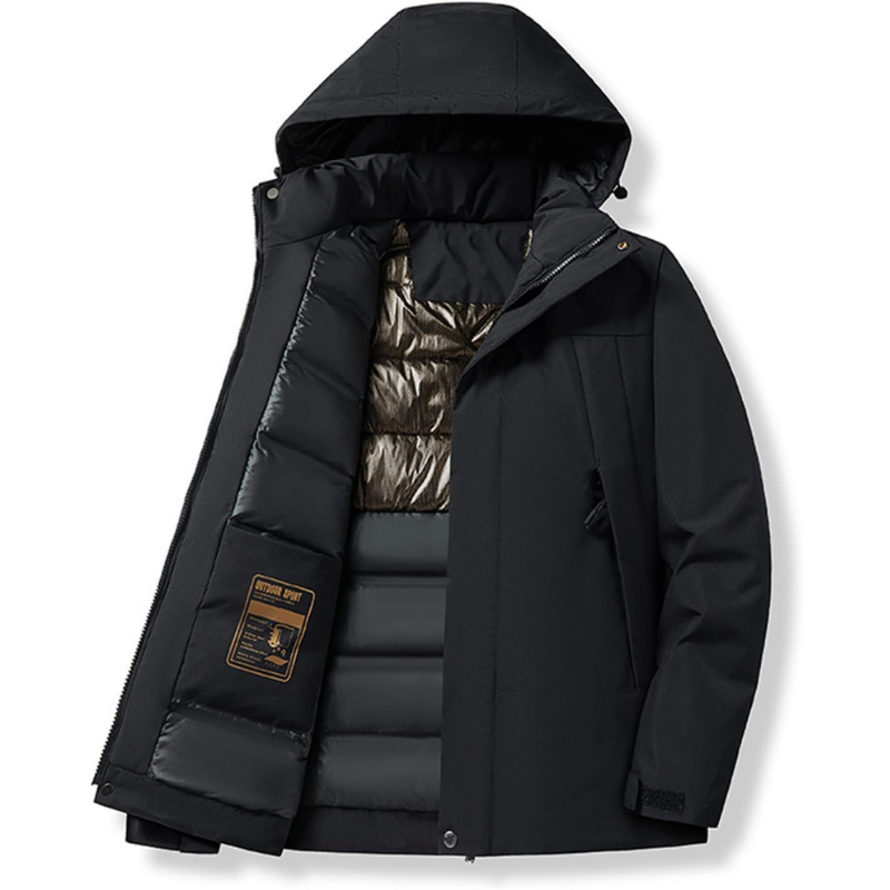 Lacey Hooded Padded Zip Jacket in Black