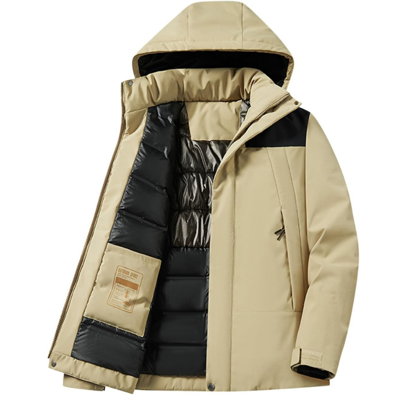 Lacey Hooded Padded Zip Jacket in Beige