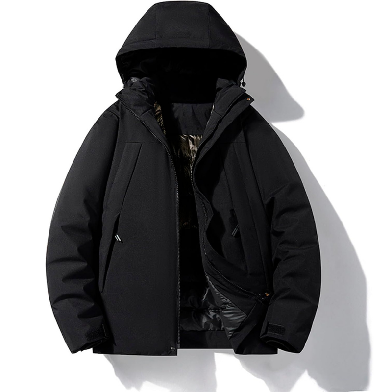 Lacey Hooded Padded Zip Jacket in Black