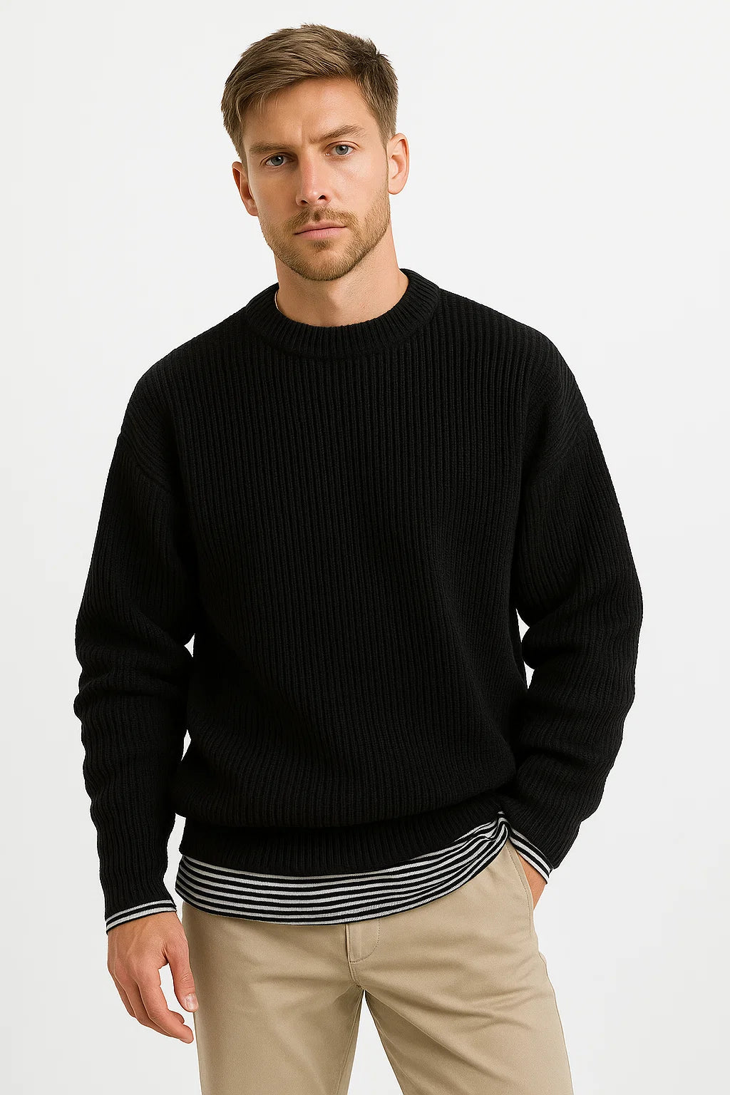 Rory Oversized Chunky Rib Knit Jumper in Black