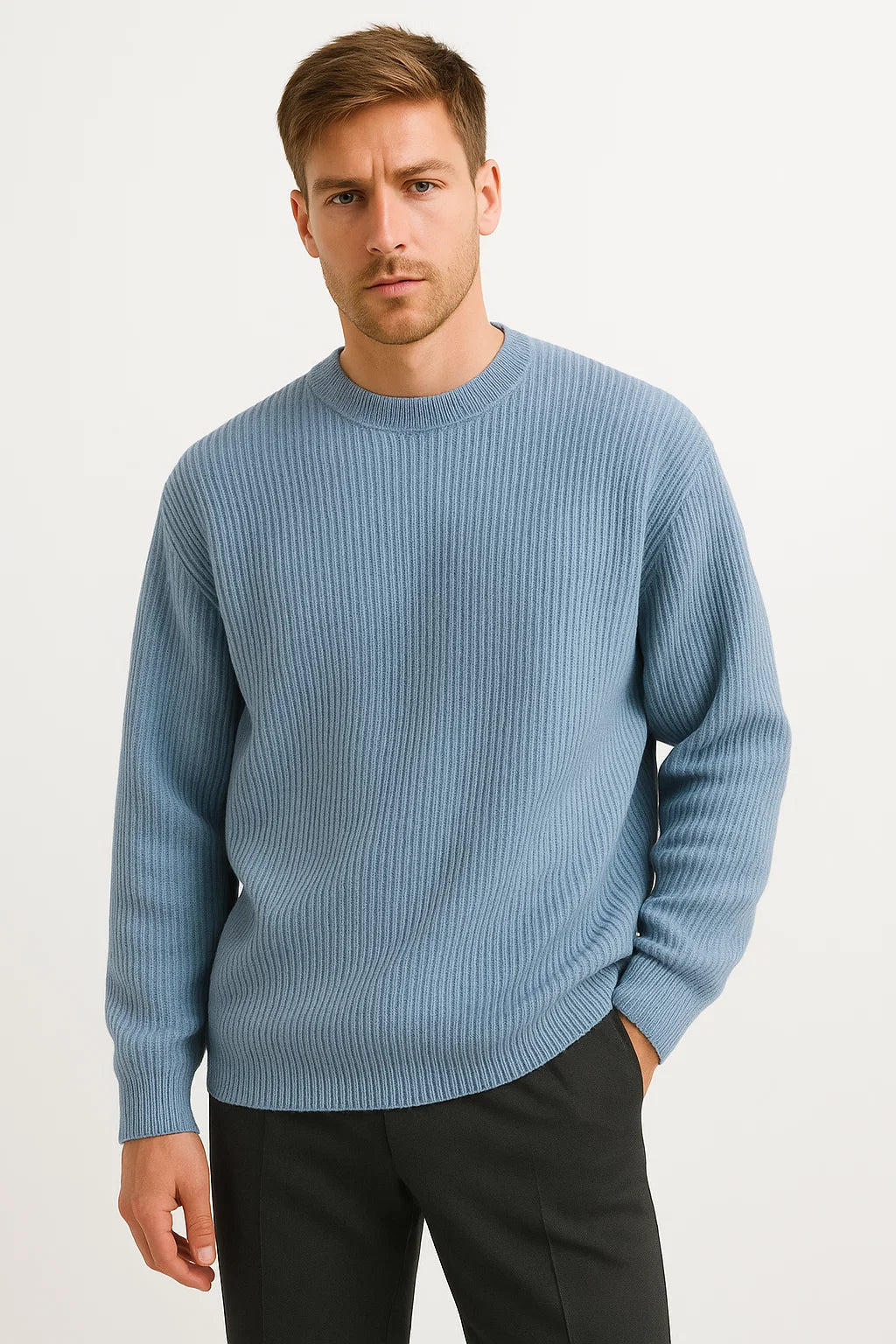 Rory Oversized Chunky Rib Knit Jumper in Blue