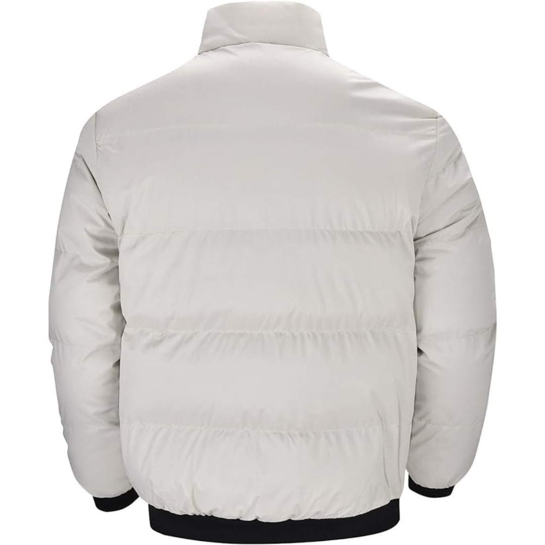 Hudson Stand Collar Padded Bomber Jacket in Light Grey