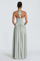Coline halter open back slit maxi dress