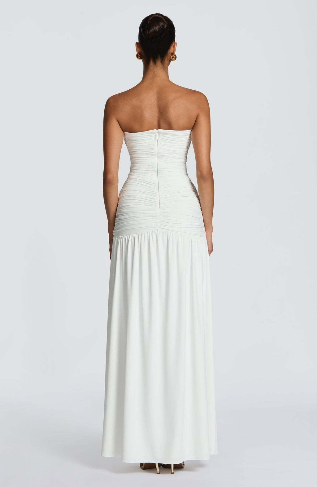 Sorelliane gathered bustier slit maxi dress