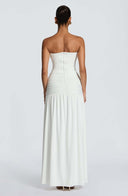 Sorelliane gathered bustier slit maxi dress