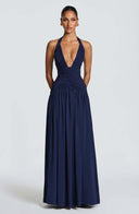 Coline halter open back slit maxi dress