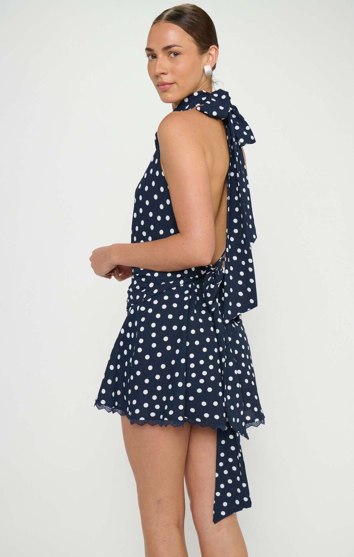 Aimée draped halter mini dress