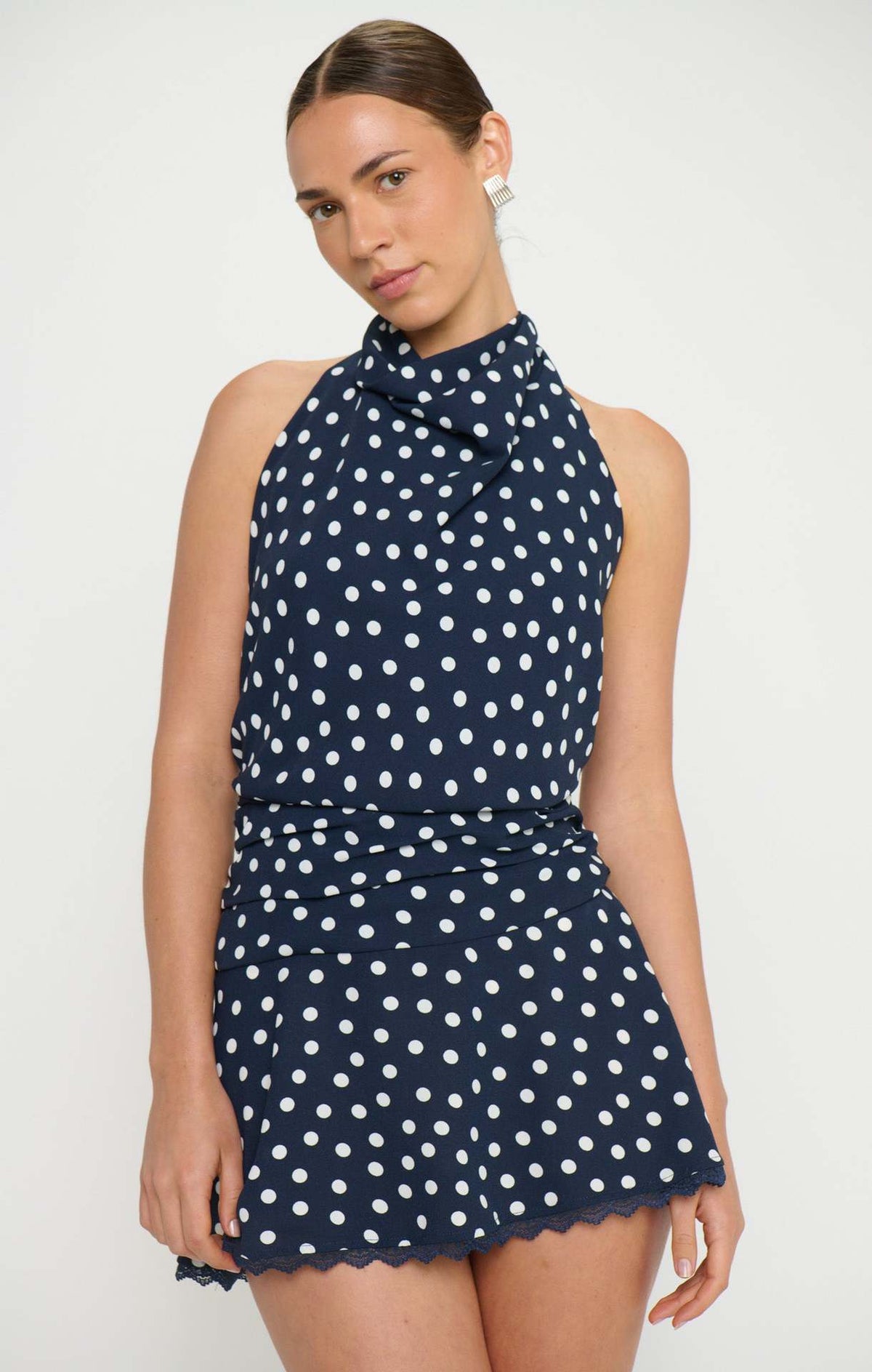 Aimée draped halter mini dress