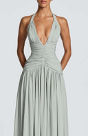 Coline halter open back slit maxi dress