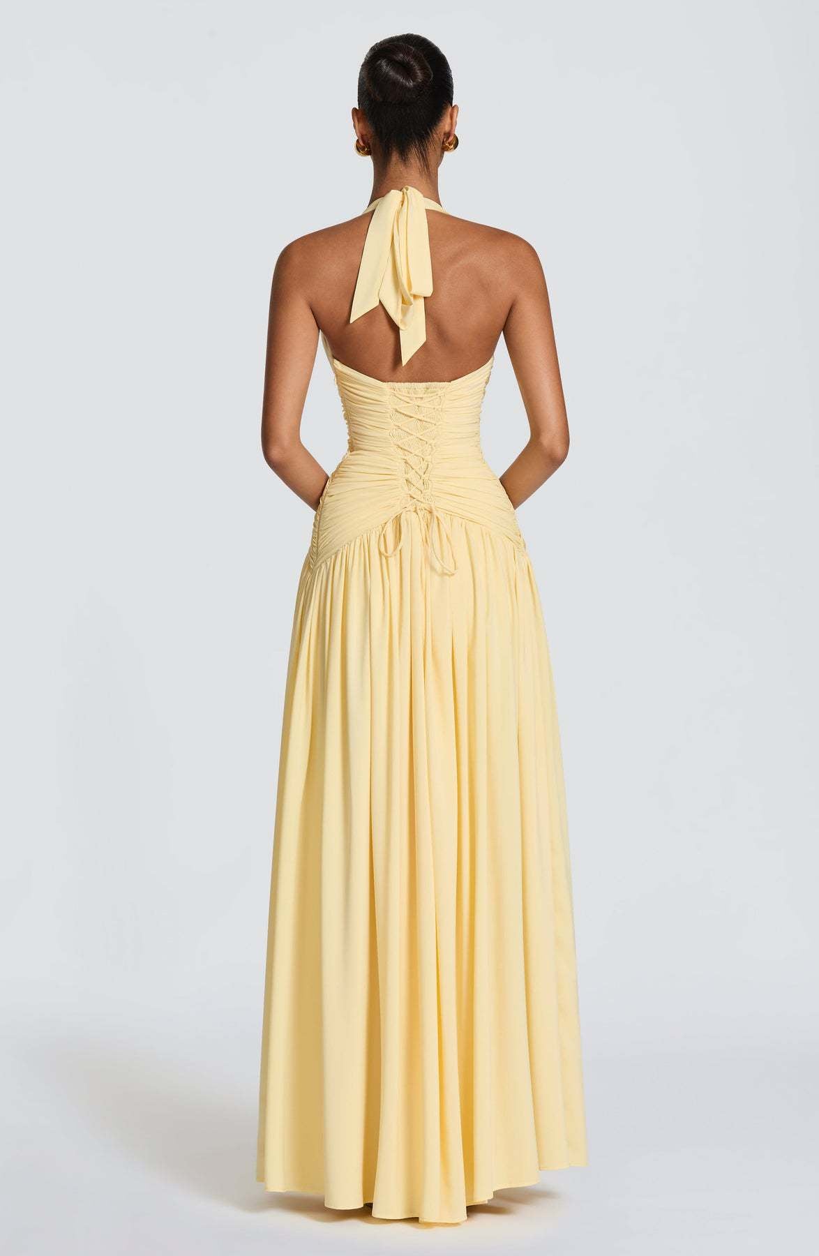 Coline halter open back slit maxi dress