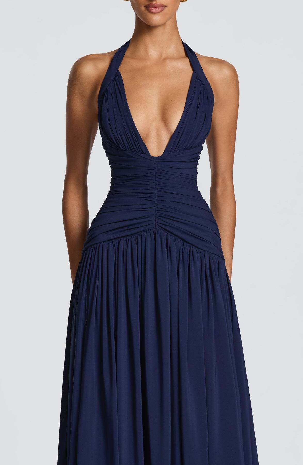 Coline halter open back slit maxi dress