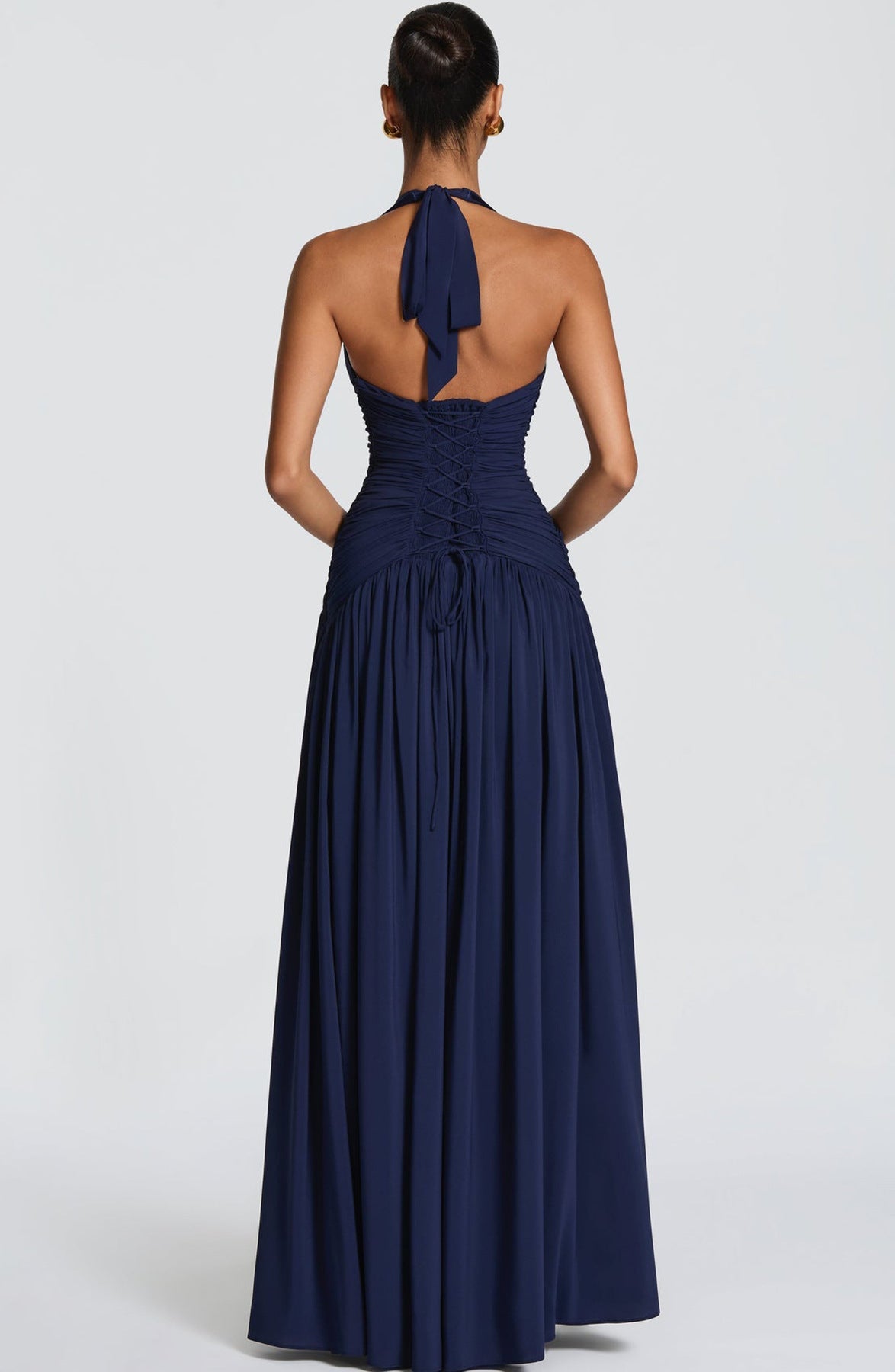 Coline halter open back slit maxi dress
