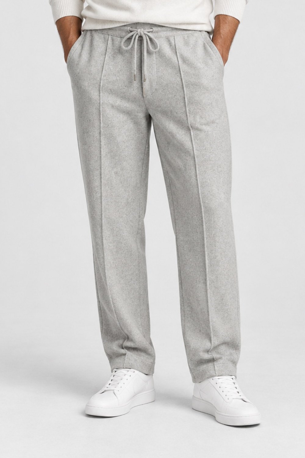 Pantaloni uomo in maglia di lana a gamba dritta