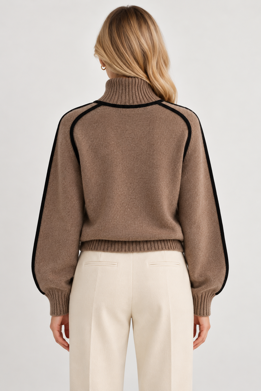 Greta Contrast Piped High Neck Jumper