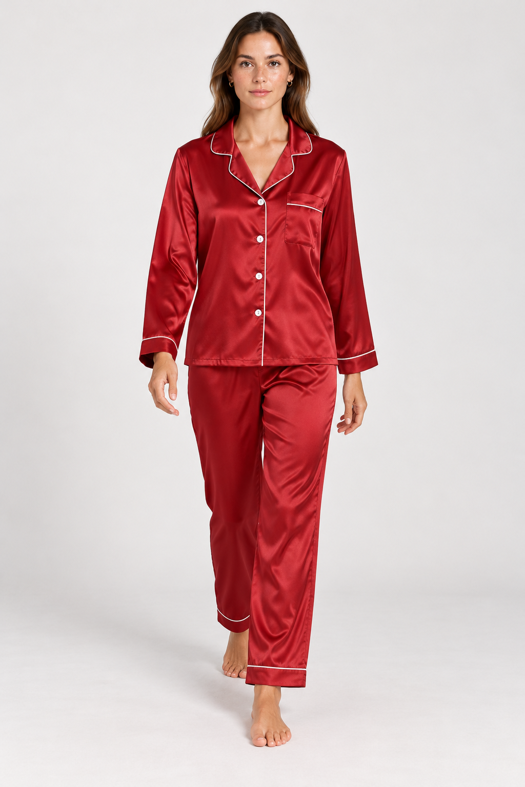 Gabrielle Satin Piped Pyjama Set