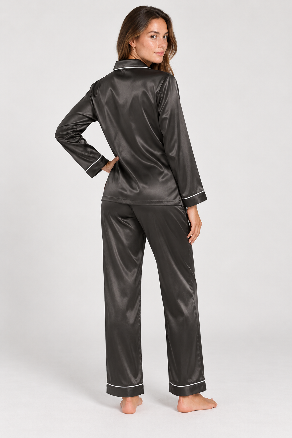 Gabrielle Satin Piped Pyjama Set