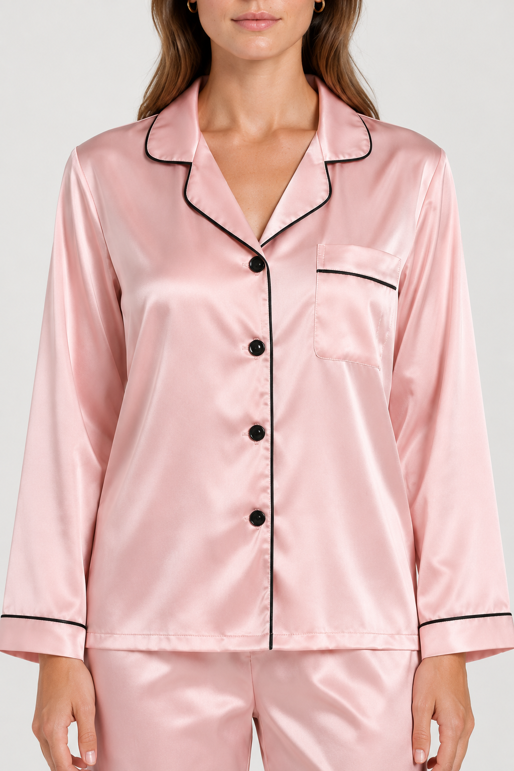 Gabrielle Satin Piped Pyjama Set