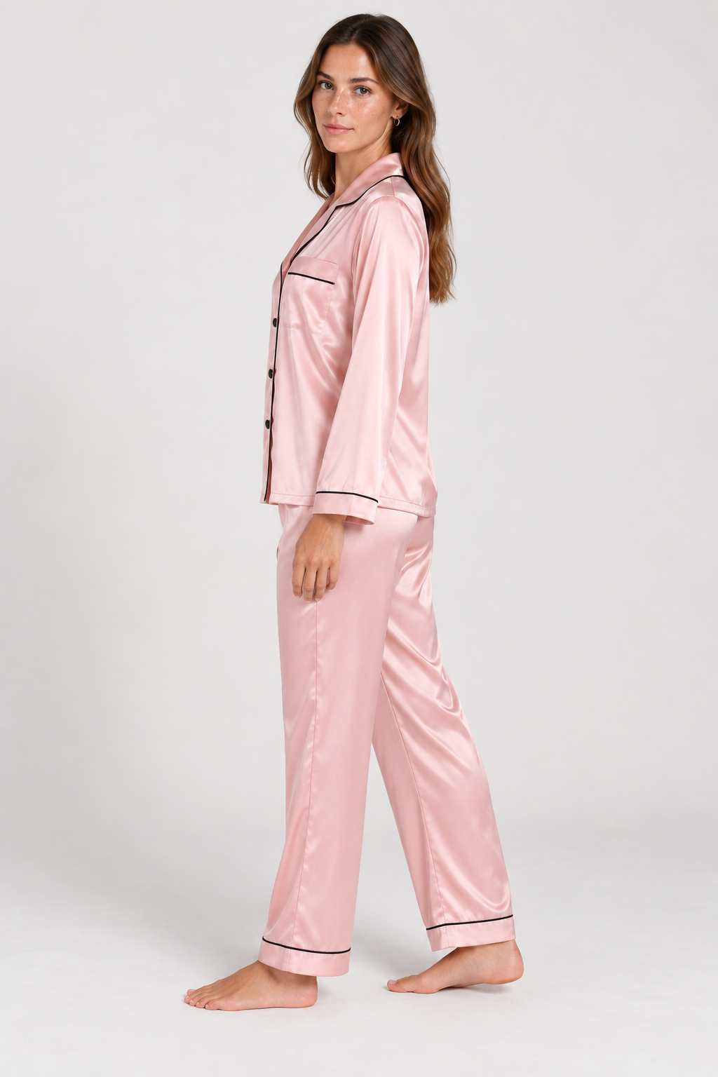 Gabrielle Satin Piped Pyjama Set