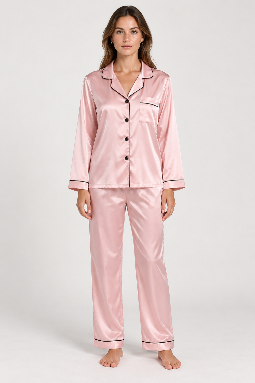 Gabrielle Satin Piped Pyjama Set