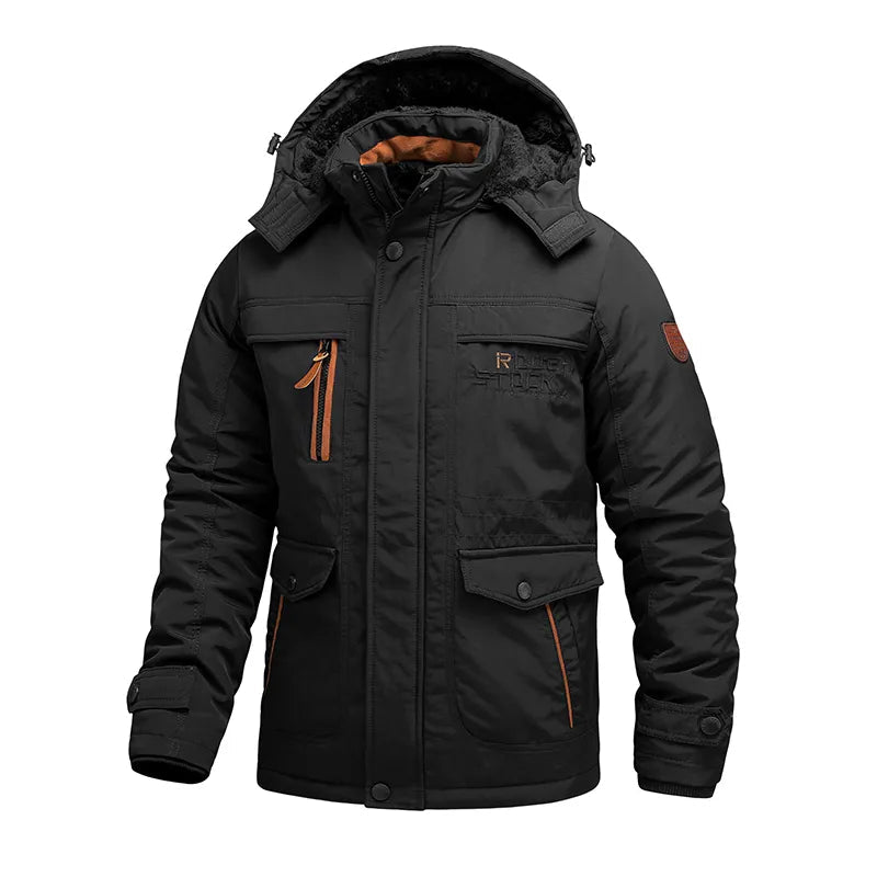Maxwell Hooded Utility Jacket in Black