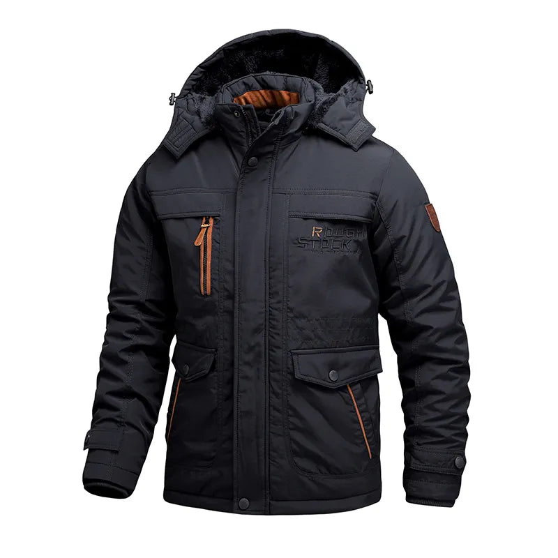 Maxwell Hooded Utility Jacket in Navy