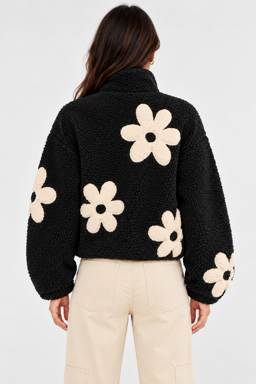 Mirabel Floral Appliqué Teddy Jacket