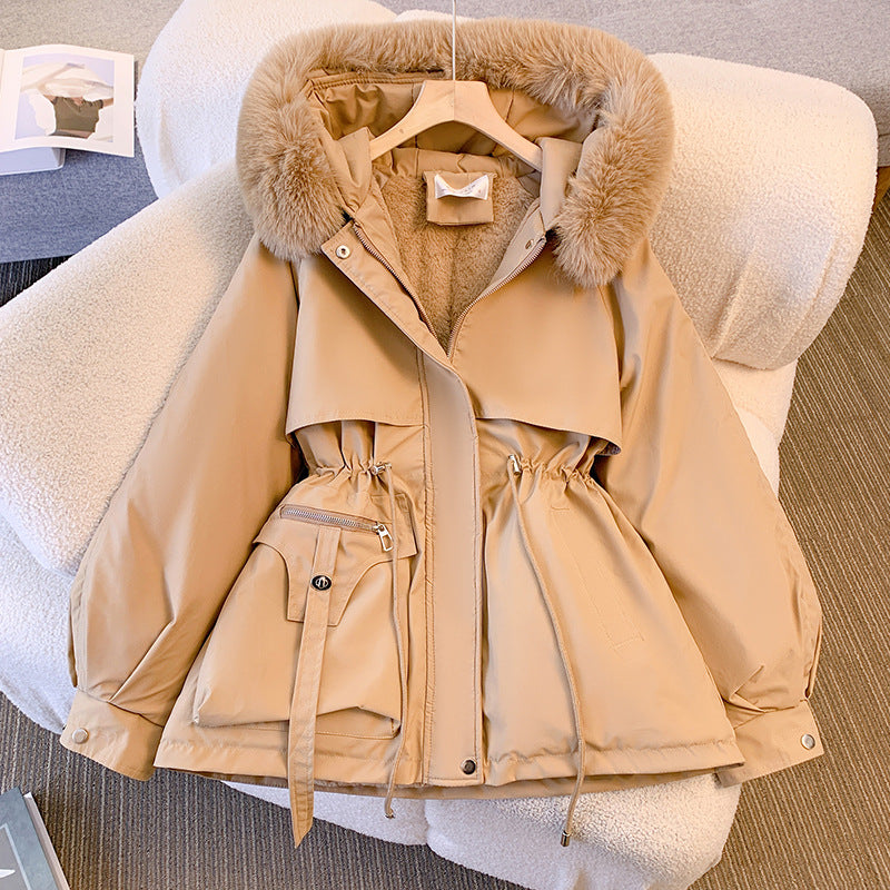 Bessie Faux Fur Hooded Parka in Beige