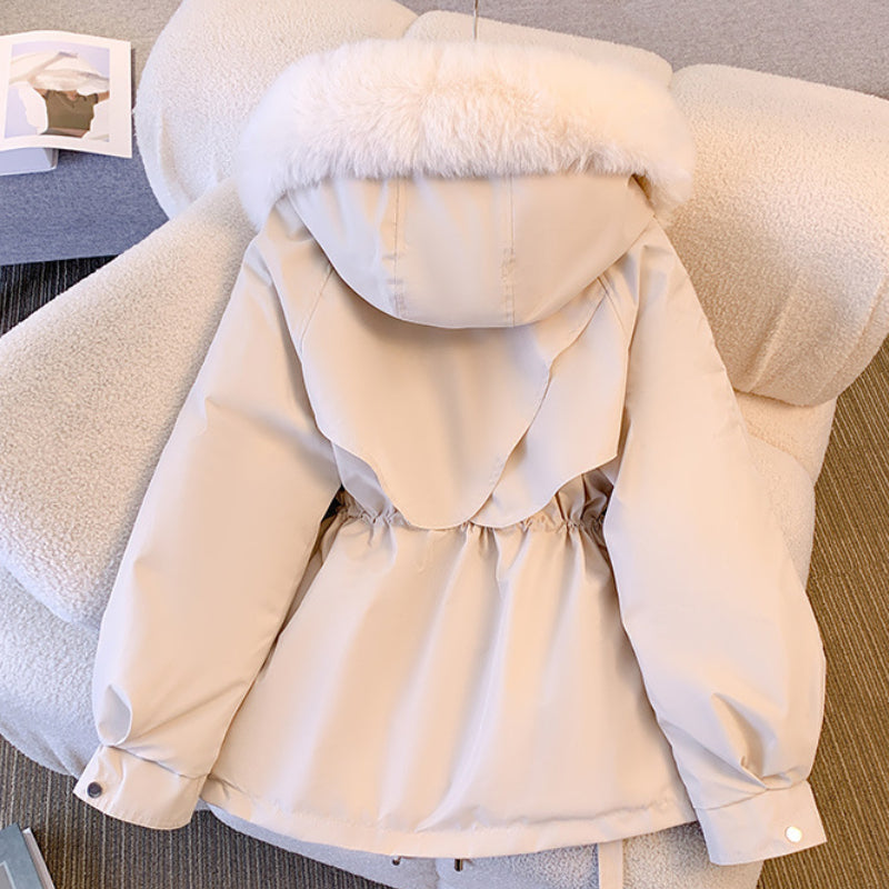 Bessie Faux Fur Hooded Parka in Cream