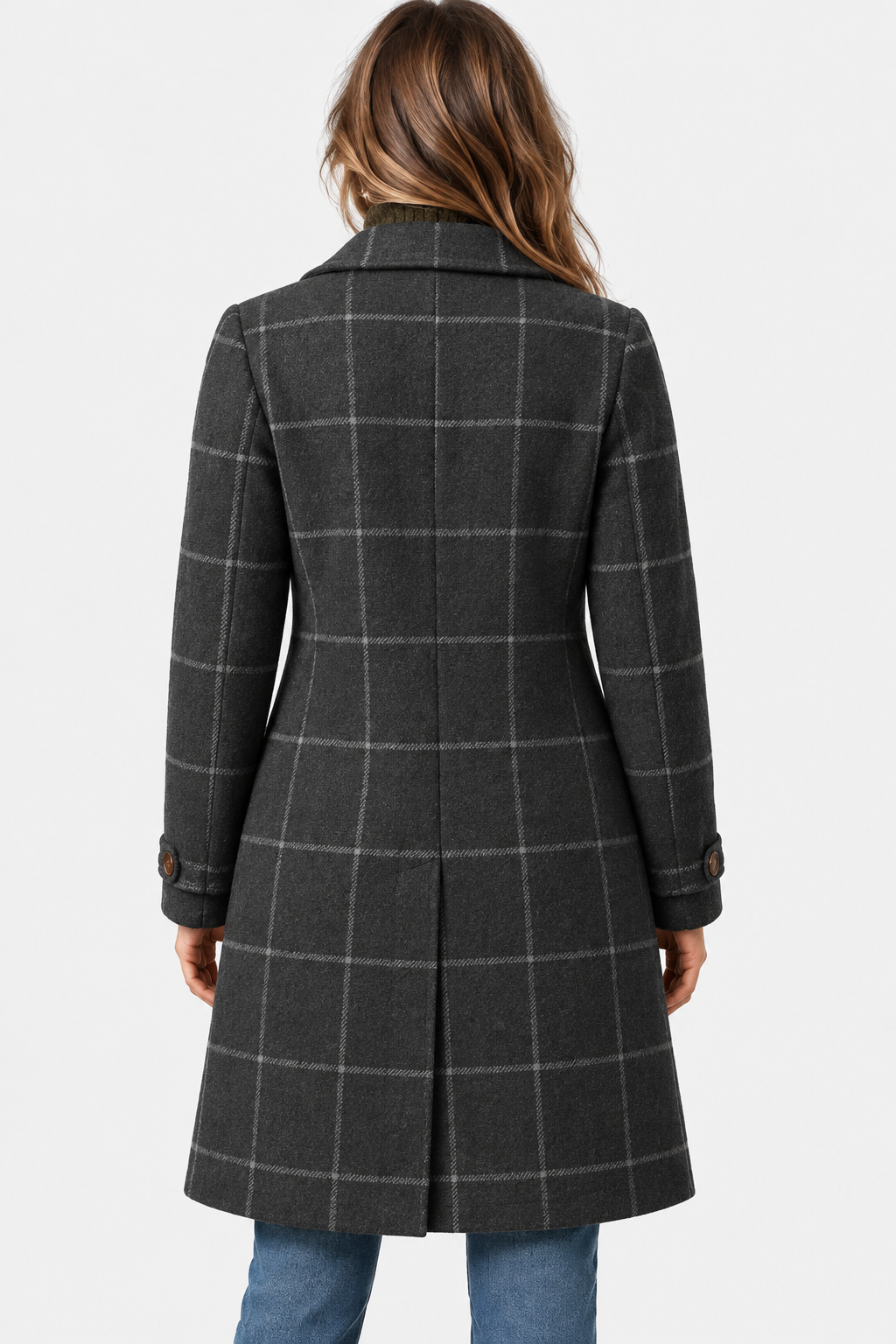 Women Checked Longline Coat