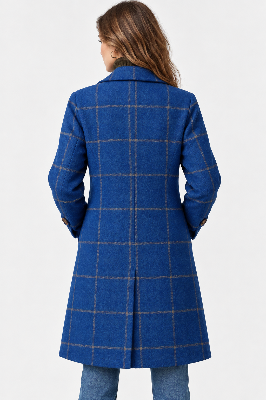 Women Checked Longline Coat