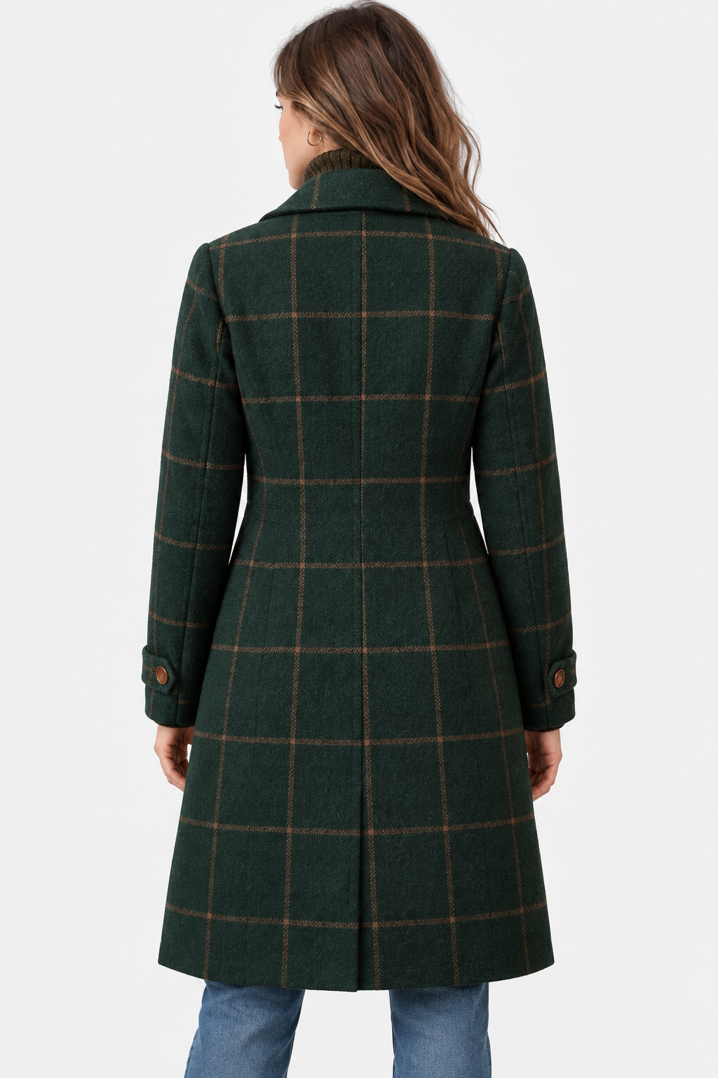 Women Checked Longline Coat