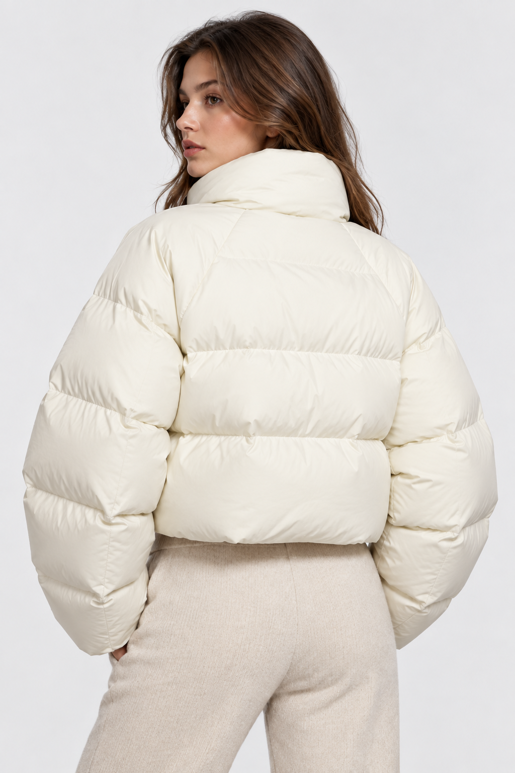 Women Cropped Puffer Jacket Oversized Fit