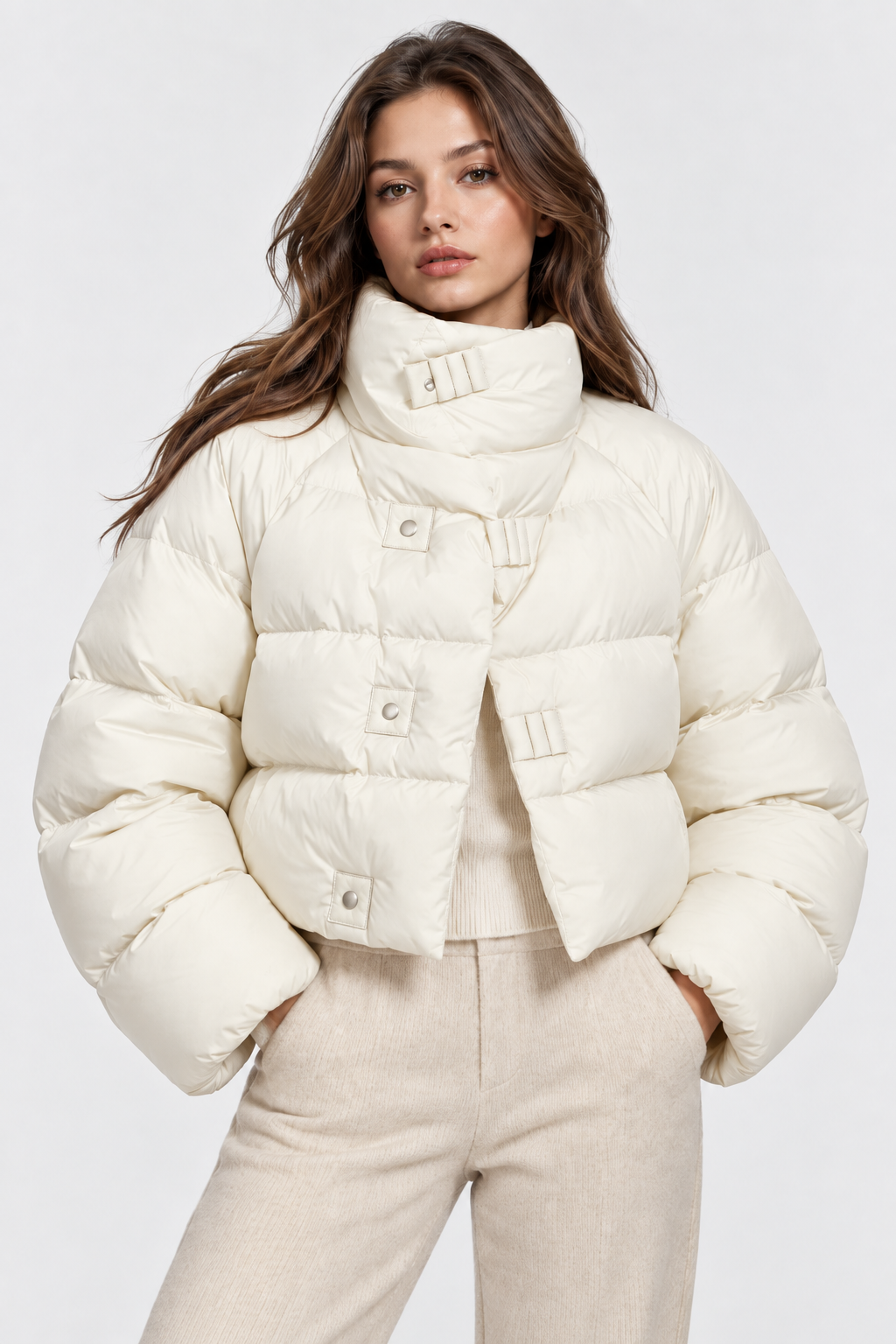 Women Cropped Puffer Jacket Oversized Fit
