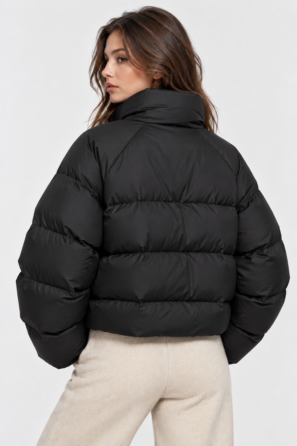 Women Cropped Puffer Jacket Oversized Fit