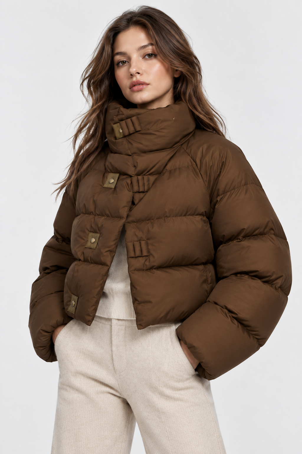 Women Cropped Puffer Jacket Oversized Fit